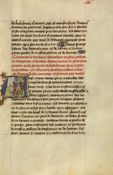 Initial A: Gillion and His Companion Hertan Secretly Returning to Cairo, 1464. Creators: Lieven van Lathem, David Aubert