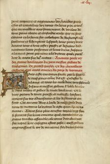 Initial A: Gillion and His Son Gerard Defeating a Muslim Army; Roman de Gillion de Trazegnies, 1464. Creators: Lieven van Lathem, David Aubert