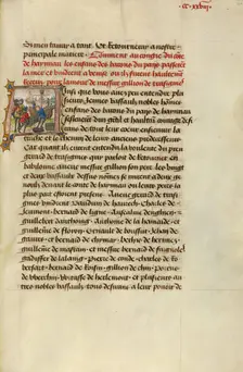 Initial A: Gillion and His Son Gerard Preparing to Set Sail for the East, 1464. Creators: Lieven van Lathem, David Aubert