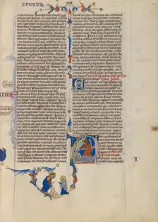 Initial A: Judith Beheading Holofernes; Abbey Bible, about 1250-1262. Creator: Unknown