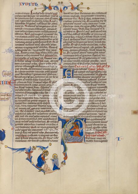 Initial A: Judith Beheading Holofernes; Abbey Bible, about 1250-1262. Creator: Unknown.