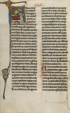 Initial A: Judith Beheading Holofernes; Marquette Bible, about 1270. Creator: Unknown