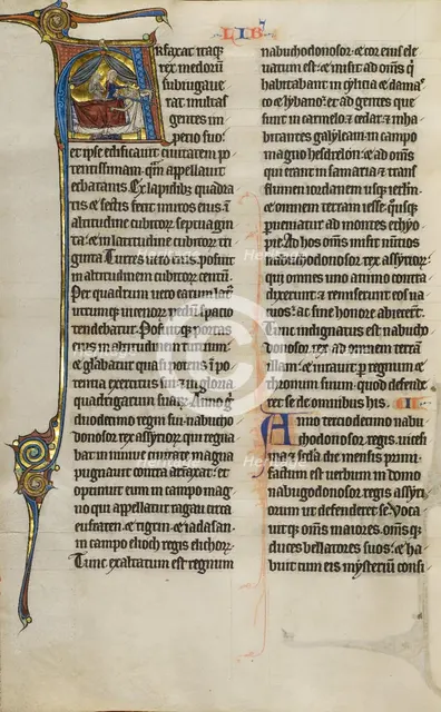 Initial A: Judith Beheading Holofernes; Marquette Bible, about 1270. Creator: Unknown.