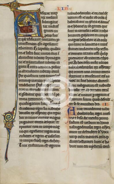 Initial A: Judith Beheading Holofernes; Marquette Bible, about 1270. Creator: Unknown.