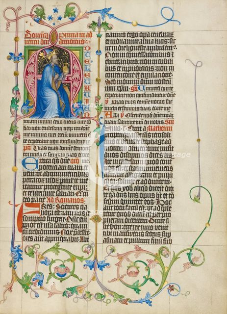Initial A: King David Enthroned; Collegium Ducale, about 1420-1430. Creator: Master Michael.