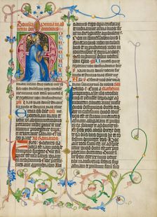 Initial A: King David Enthroned; Collegium Ducale, about 1420-1430. Creator: Master Michael