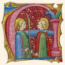 Initial A: Saints Maurice and Theofredus, about 1460-1480. Creator: Frate Nebridio da Cremona