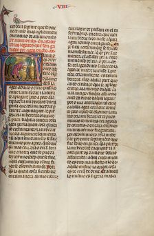 Initial A: Two Men Digging in a Field; Vidal Mayor, about 1290-1310. Creator: Unknown