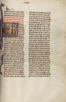 Initial A: Two Men Digging in a Field; Vidal Mayor, about 1290-1310. Creator: Unknown