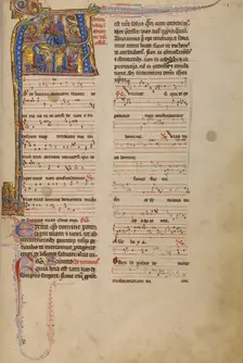 Initial A: The Vision of Saint John of Christ Enthroned and David Playing..., between 1234 and 1262. Creator: Unknown