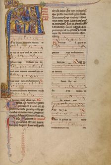 Initial A: The Vision of Saint John of Christ Enthroned and David Playing..., between 1234 and 1262. Creator: Unknown