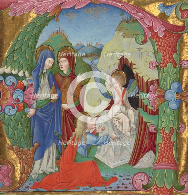 Initial A: The Women at the Tomb, about 1465. Creator: Bartolomeo Rigossi da Gallarate.