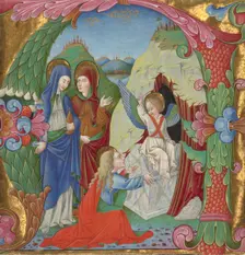 Initial A: The Women at the Tomb, about 1465. Creator: Bartolomeo Rigossi da Gallarate