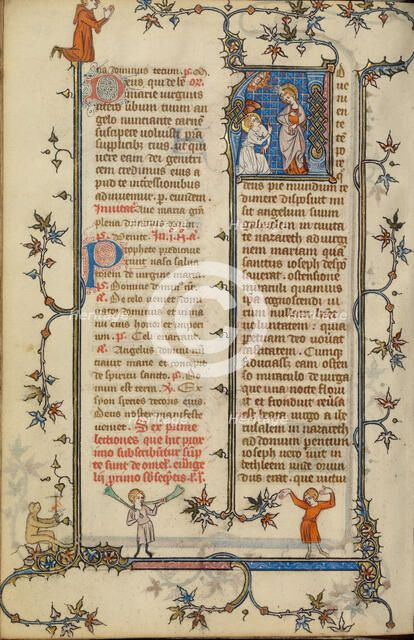 Initial A: The Annunciation; Breviary, about 1320-1325. Creator: Unknown.
