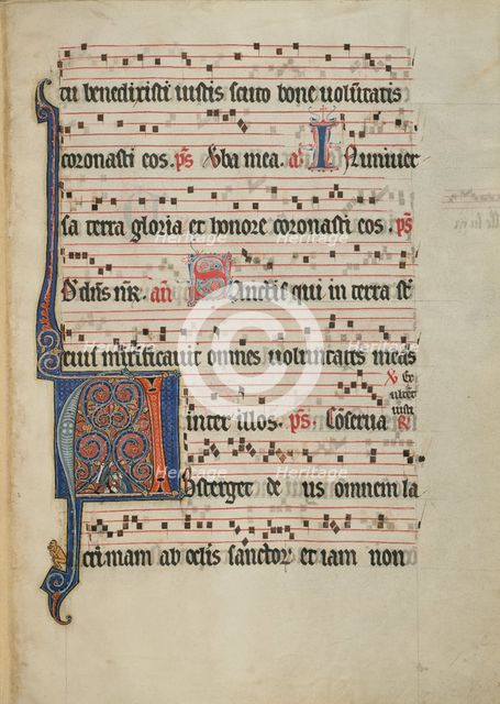 Initial A: The Beheading of Four Martyrs; Antiphonal, about 1260-1270. Creator: Unknown.
