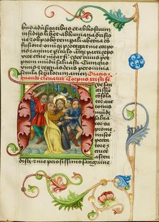 Initial A: The Betrayal of Christ; Prayer Book, about 1470-1480. Creator: Workshop of Valentine Noh