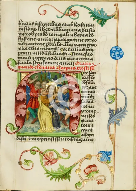 Initial A: The Betrayal of Christ; Prayer Book, about 1470-1480. Creator: Workshop of Valentine Noh.
