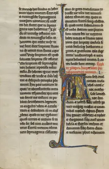 Initial A: The Expulsion from Paradise; Marquette Bible, about 1270. Creator: Unknown