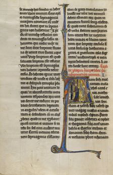 Initial A: The Expulsion from Paradise; Marquette Bible, about 1270. Creator: Unknown
