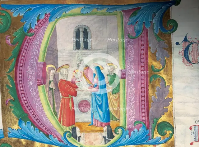 Initial A. The Presentation of Jesus at the Temple, c. 1550.
