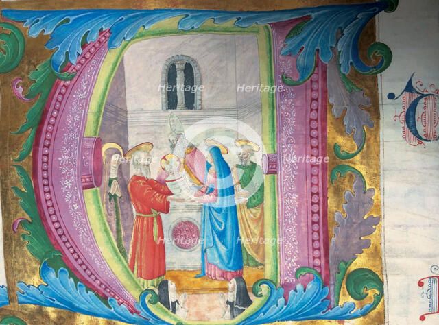 Initial A. The Presentation of Jesus at the Temple, c. 1550.