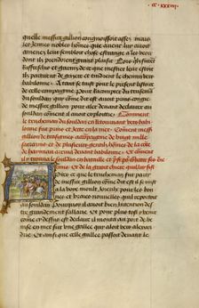 Initial A: The Sultan Embracing Gillion; Roman de Gillion de Trazegnies, 1464. Creators: Lieven van Lathem, David Aubert