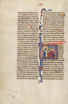 Initial A: Three Children Led before their Parents while a Fourth Child Threaten..., about 1290-1310 Creator: Unknown
