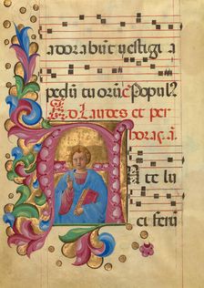 Initial A: Young Christ Blessing, about 1467-1470. Creator: Belbello da Pavia