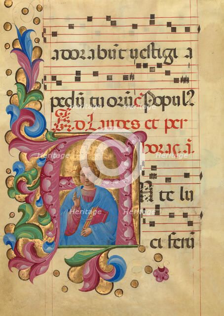Initial A: Young Christ Blessing, about 1467-1470. Creator: Belbello da Pavia.