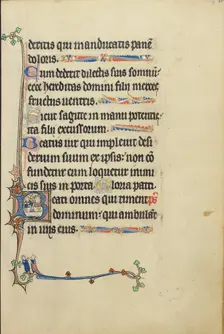 Initial B: Man and Woman Sitting at a Table; Ruskin Hours, about 1300. Creator: Unknown