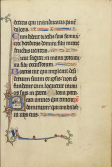 Initial B: Man and Woman Sitting at a Table; Ruskin Hours, about 1300. Creator: Unknown