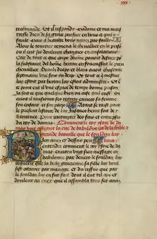 Initial B: A Battle before the Walls of Cairo; Roman de Gillion de Trazegnies, 1464. Creators: Lieven van Lathem, David Aubert