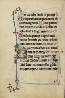 Initial B: A Deacon Carrying a Book; Ruskin Hours, about 1300. Creator: Unknown