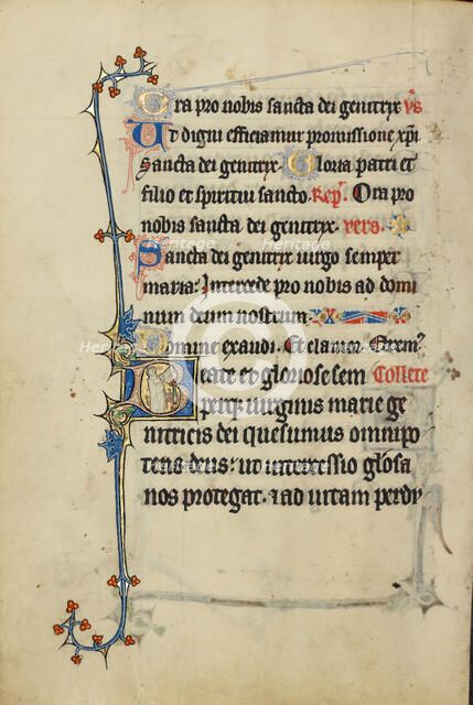 Initial B: A Deacon Carrying a Book; Ruskin Hours, about 1300. Creator: Unknown.