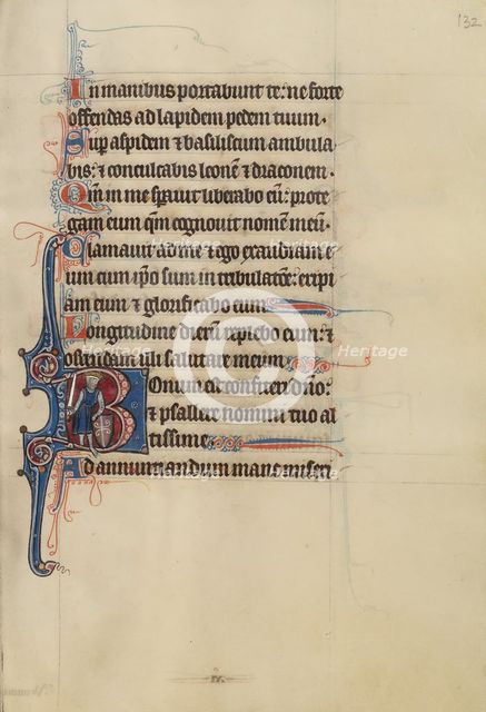 Initial B: David as a Knight; Bute Psalter, text and illumination about 1285. Creator: Bute Master.