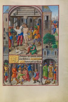 Initial B: David Distributing Bread; Bute Psalter, text and illumination about 1285. Creator: Bute Master