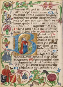 Initial B: David in Prayer; Diurnal, about 1485. Creator: Workshop of Ulrich Schreier