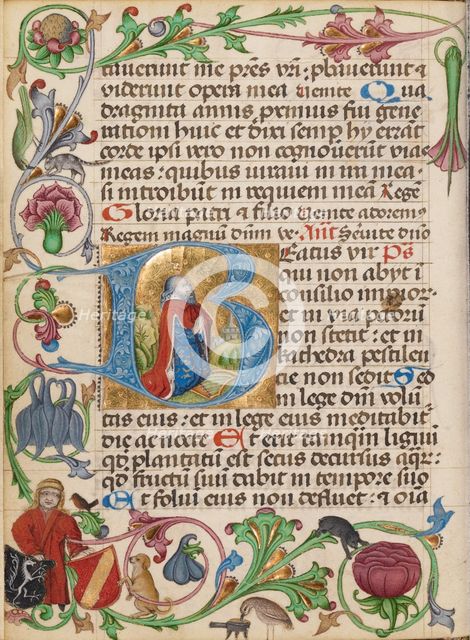 Initial B: David in Prayer; Diurnal, about 1485. Creator: Workshop of Ulrich Schreier.