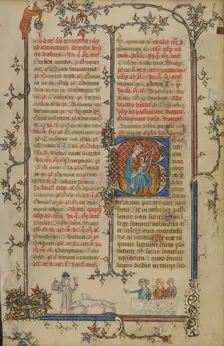 Initial B: David Playing the Harp; Breviary, about 1320-1325. Creator: Unknown