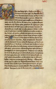 Initial B: Gillion Defeating the Emir of Tripoli; Roman de Gillion de Trazegnies, 1464. Creators: Lieven van Lathem, David Aubert