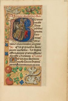 Initial B: Saint Nicholas; Crohin-La Fontaine Hours, (about 1480-1485?). Creators: Master of the Dresden Prayer Book, Workshop of the Master of the Dresden Prayer Book