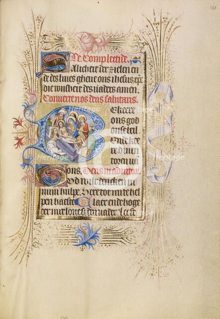 Initial B: The Entombment; Book of Hours, after 1460. Creator: Unknown.