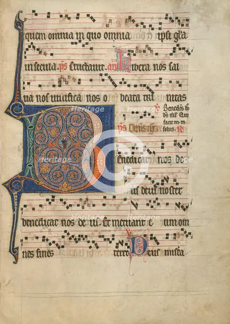 Initial B: The Lord Enthroned; Antiphonal, about 1260-1270. Creator: Unknown.