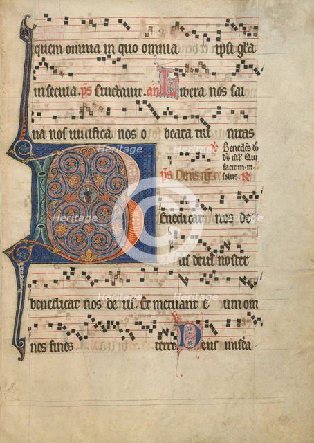 Initial B: The Lord Enthroned; Antiphonal, about 1260-1270. Creator: Unknown.