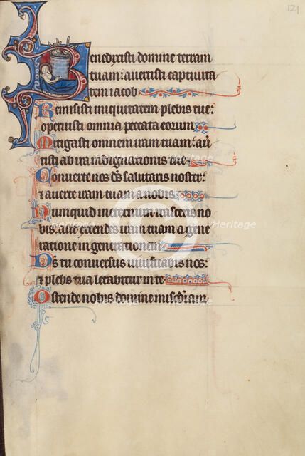 Initial B: The Nativity; Bute Psalter, text and illumination about 1285. Creator: Bute Master.