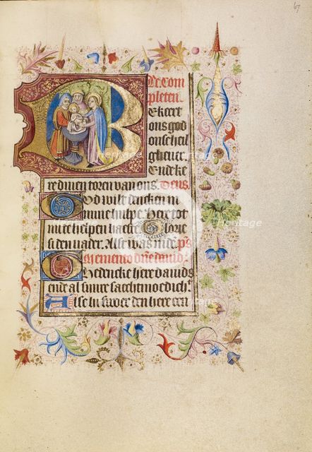 Initial B: The Presentation in the Temple; Book of Hours, after 1460. Creator: Unknown.