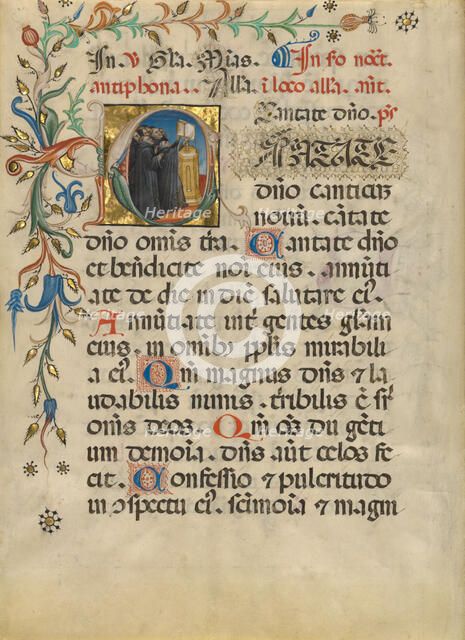 Initial C: Monks Singing; Noted Breviary, about 1420. Creator: Unknown.
