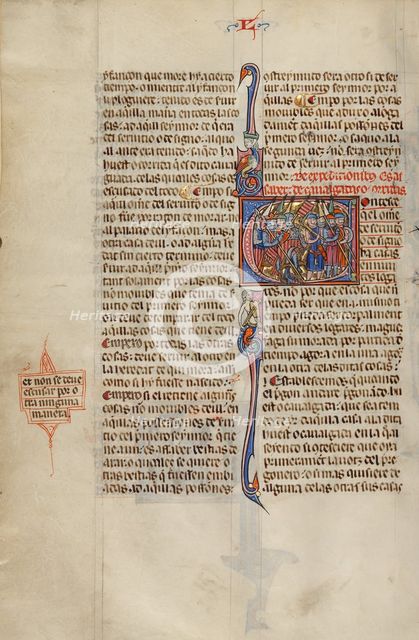 Initial C: A King on Horseback with his Army; Vidal Mayor, about 1290-1310. Creator: Unknown.