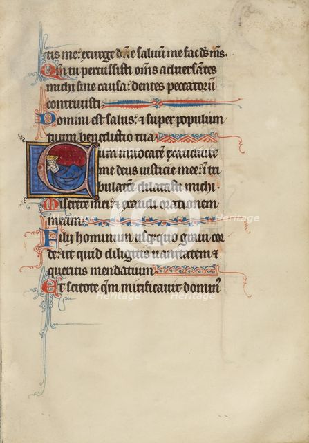 Initial C: A King Sleeping in a Bed; Bute Psalter, text and illumination about 1285. Creator: Bute Master.