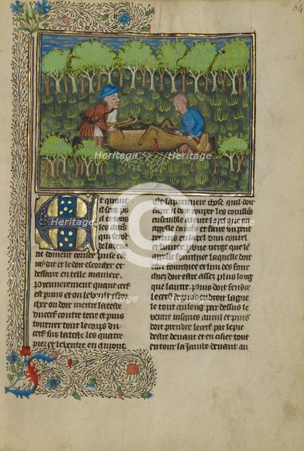 Initial C: A Monk Gesturing to the Ground; Bute Psalter, text and illumination about 1285. Creator: Bute Master.